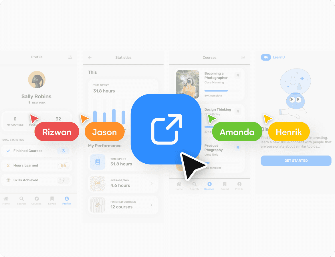 Visual showing an overview of Uizard's collaborative features